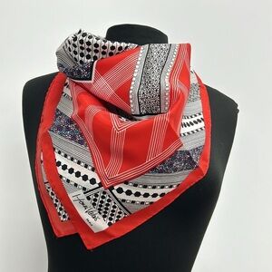 Vintage Henri Valois 70s Mixed Print Floral Stripe Acetate Scarf Mod 26"